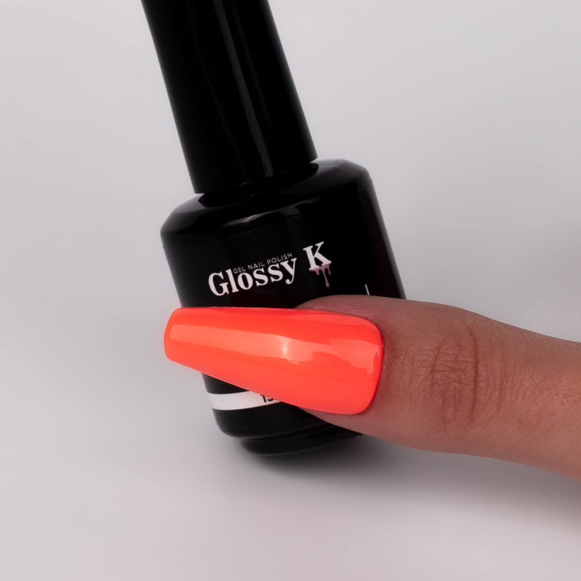 Glossy K Gel Polish 021 – Neon Peach Coral - Image 3
