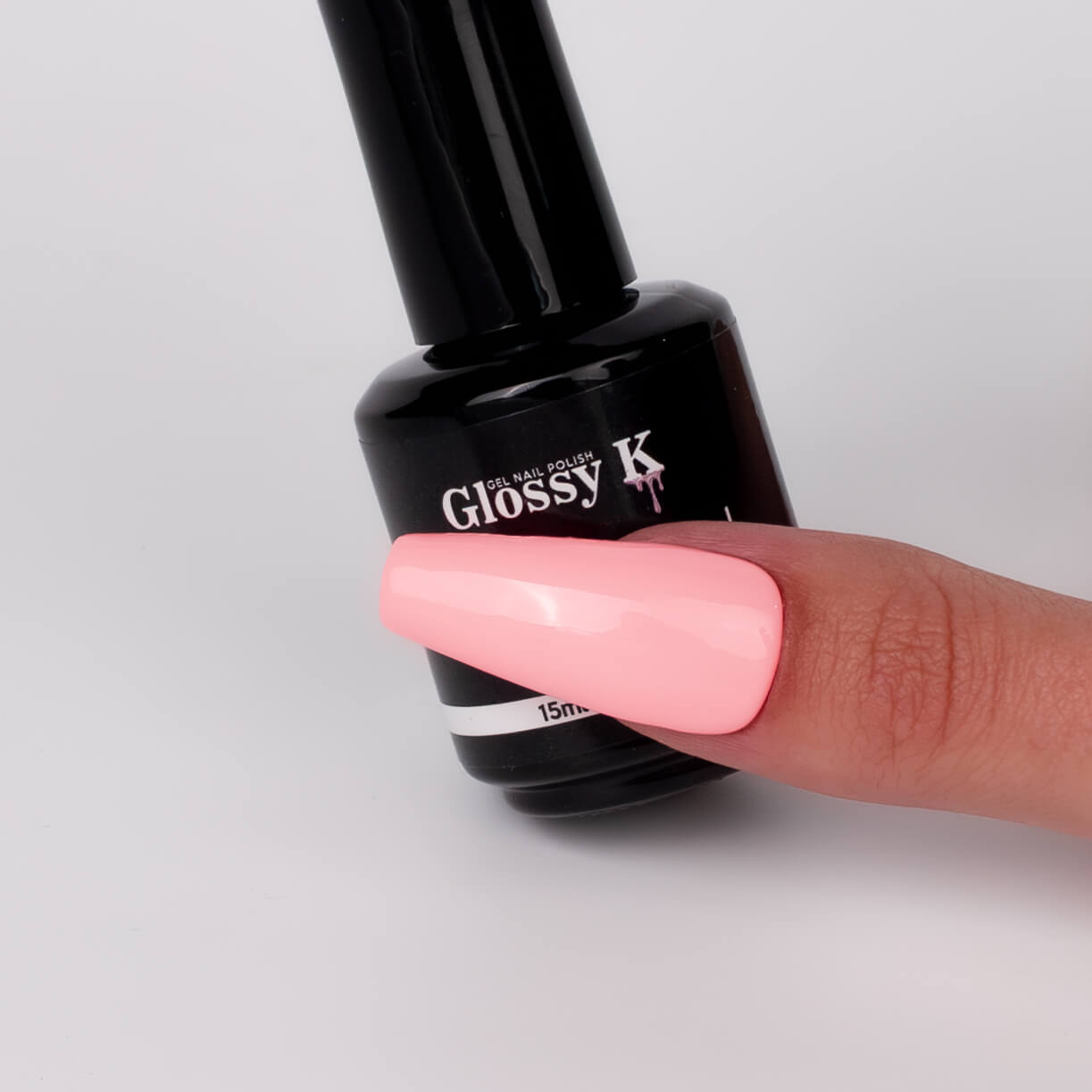Glossy K Gel Polish 031 – Pastel Coral Pink - Image 3