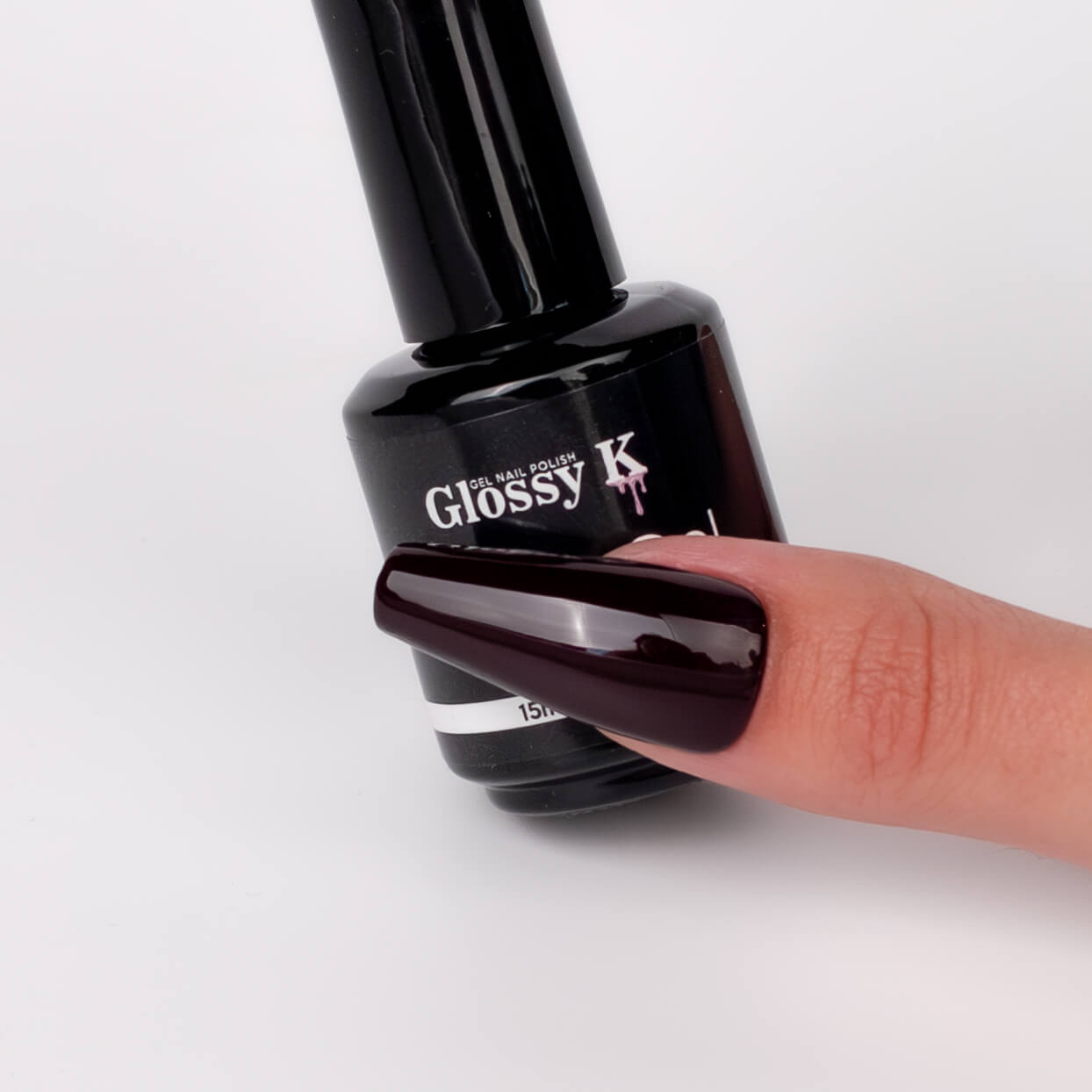 Glossy K Gel Polish 044 – Dark Burgundy - Image 3