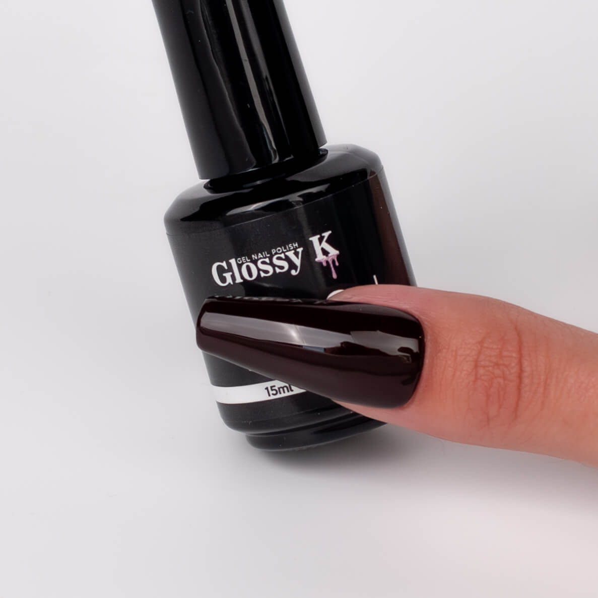 Glossy K Gel Polish 045 – Dark Chocolate Brown - Image 3