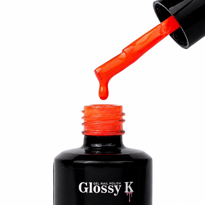 Glossy K Gel Polish 021 – Neon Peach Coral - Image 2