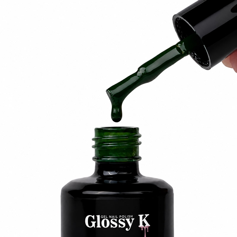 Glossy K Gel Polish 024 – Dark Army Green - Image 2