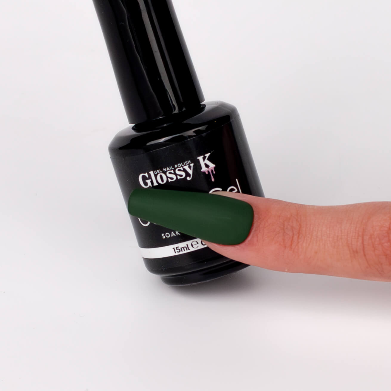 Glossy K Gel Polish 024 – Dark Army Green - Image 4
