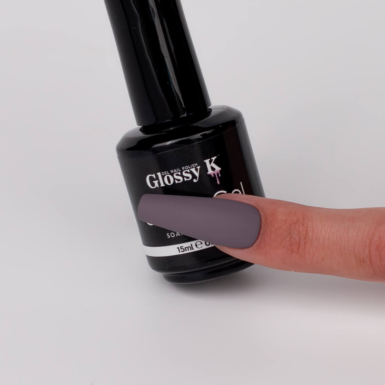 Glossy K Gel Polish 037 – Dark Stone Grey - Image 4