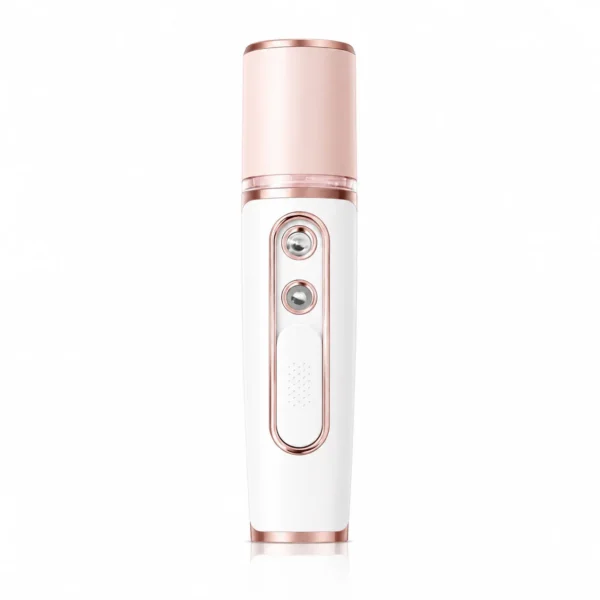 Lashpro Gold Duo Nano Mister with two mist outlets, a white body and rose gold tank and trim.